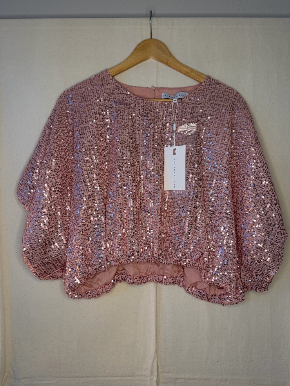 Endless Rose Rose Sequin Bubble-Hem Sweatshirt